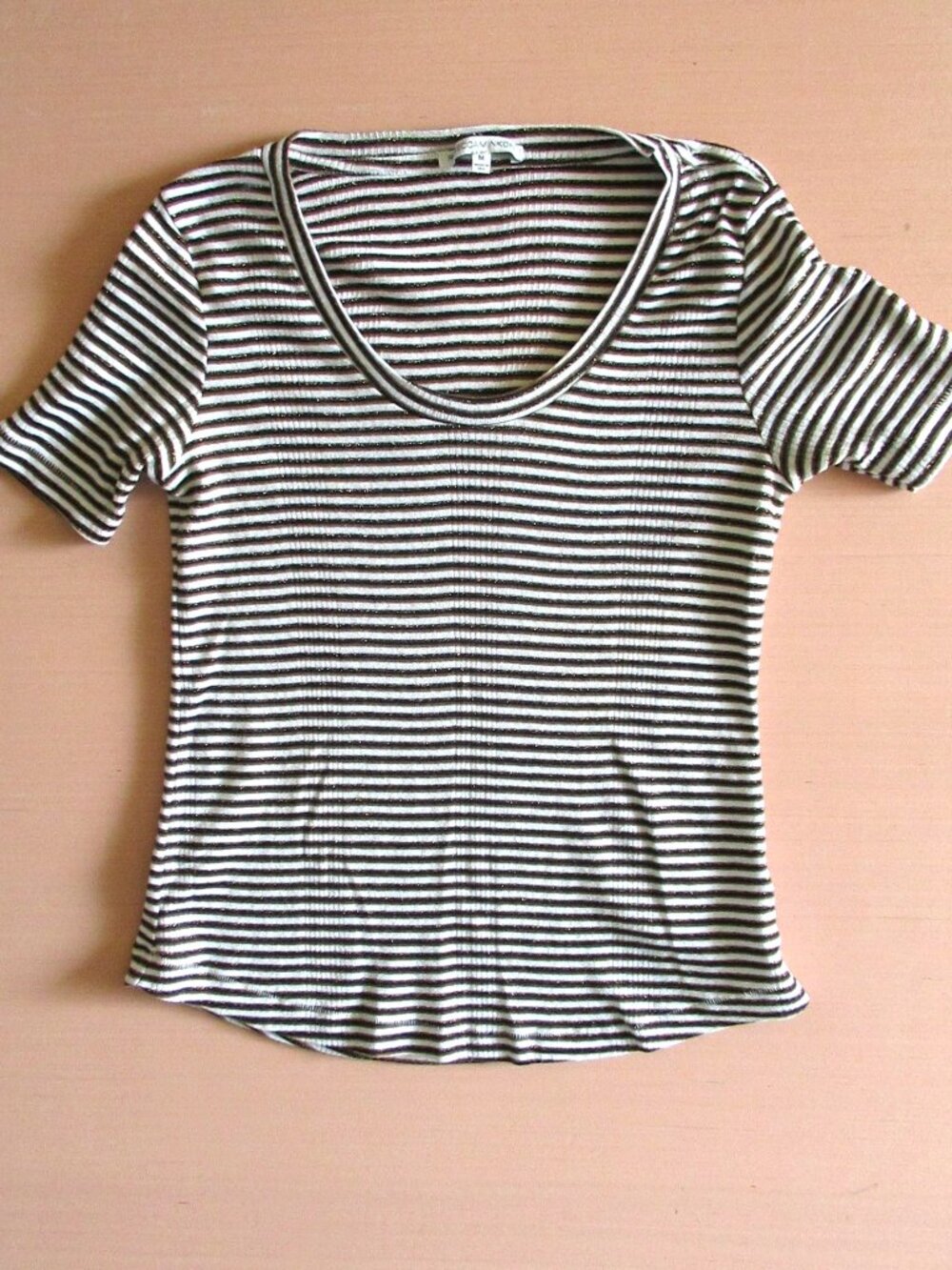 Rebecca Minkoff Striped Metallic Knit Top